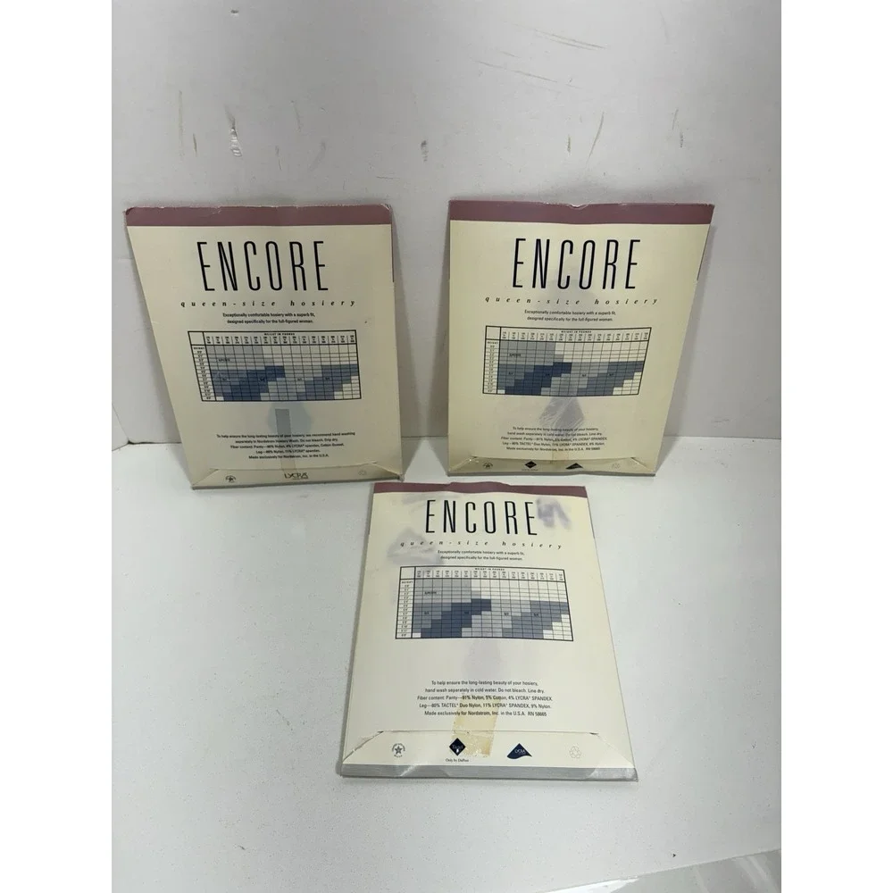 Nordstrom Encore Queen size hosiery pantyhose Lot Of 3 Sz Q2 Off Black 9504‎